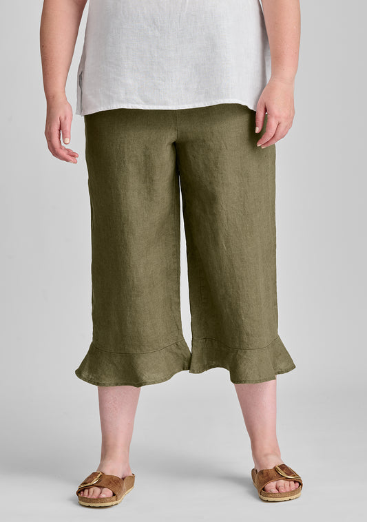 bloomers linen pants with elastic waist green