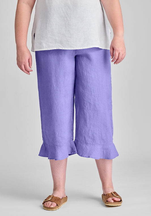 bloomers linen pants with elastic waist purple