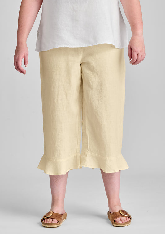 bloomers linen pants with elastic waist yellow