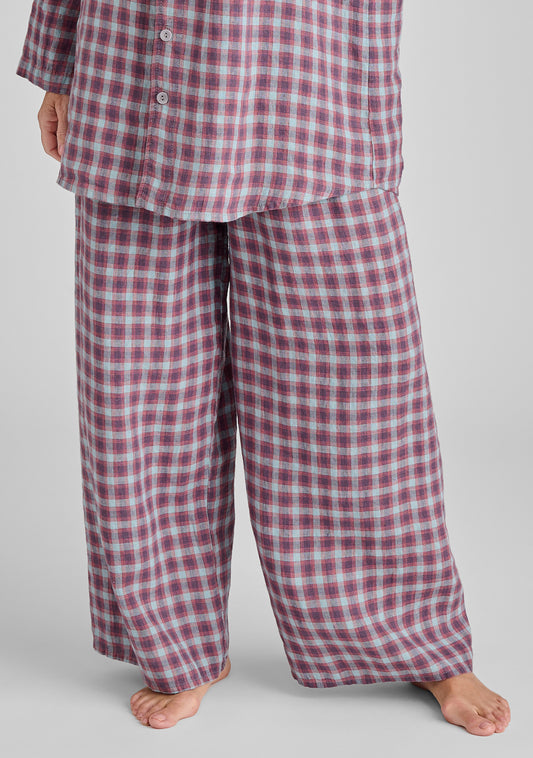 boxd down full length linen pants multi