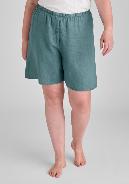 boxd up linen shorts blue