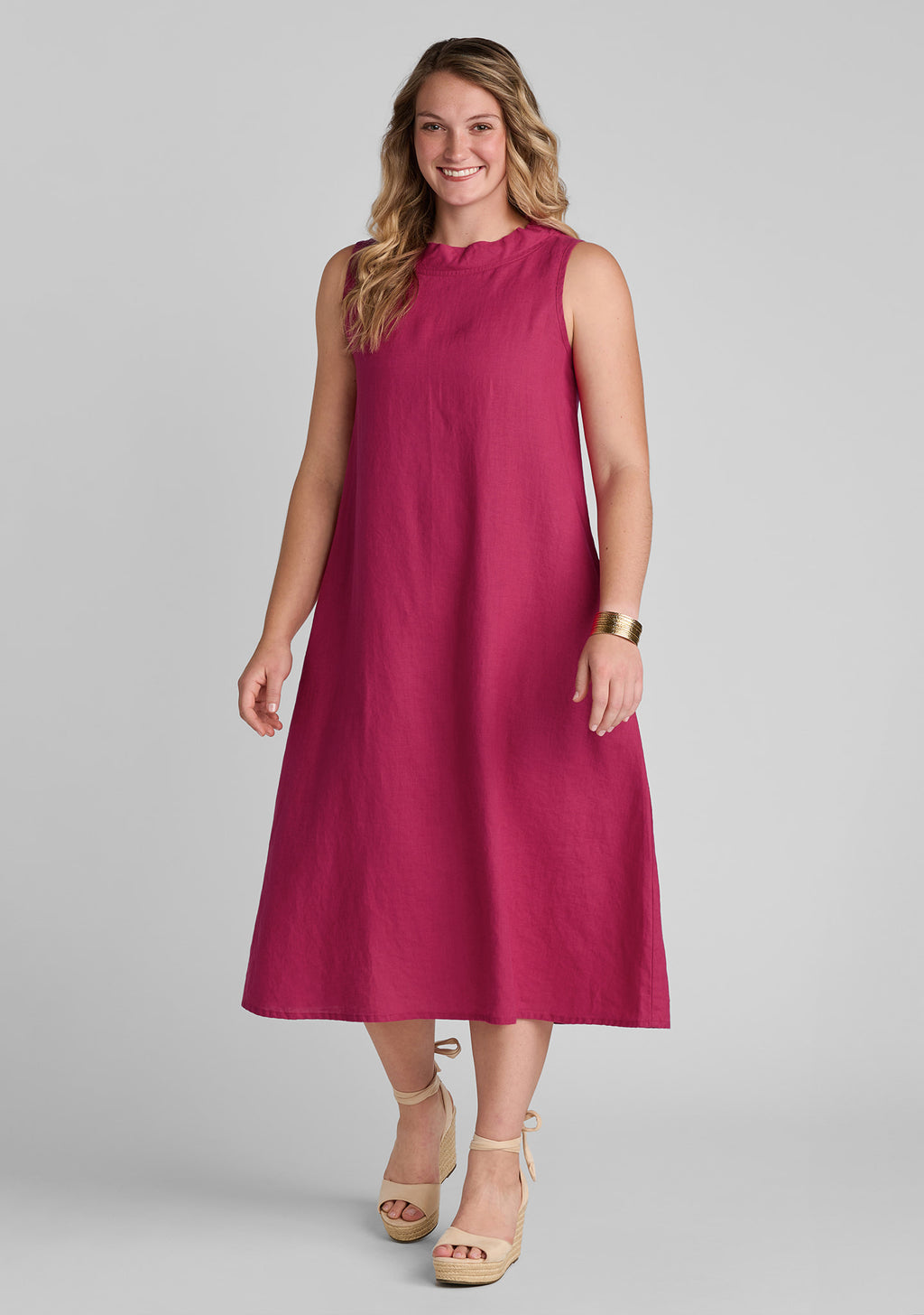 brooke dress sleeveless linen dress pink
