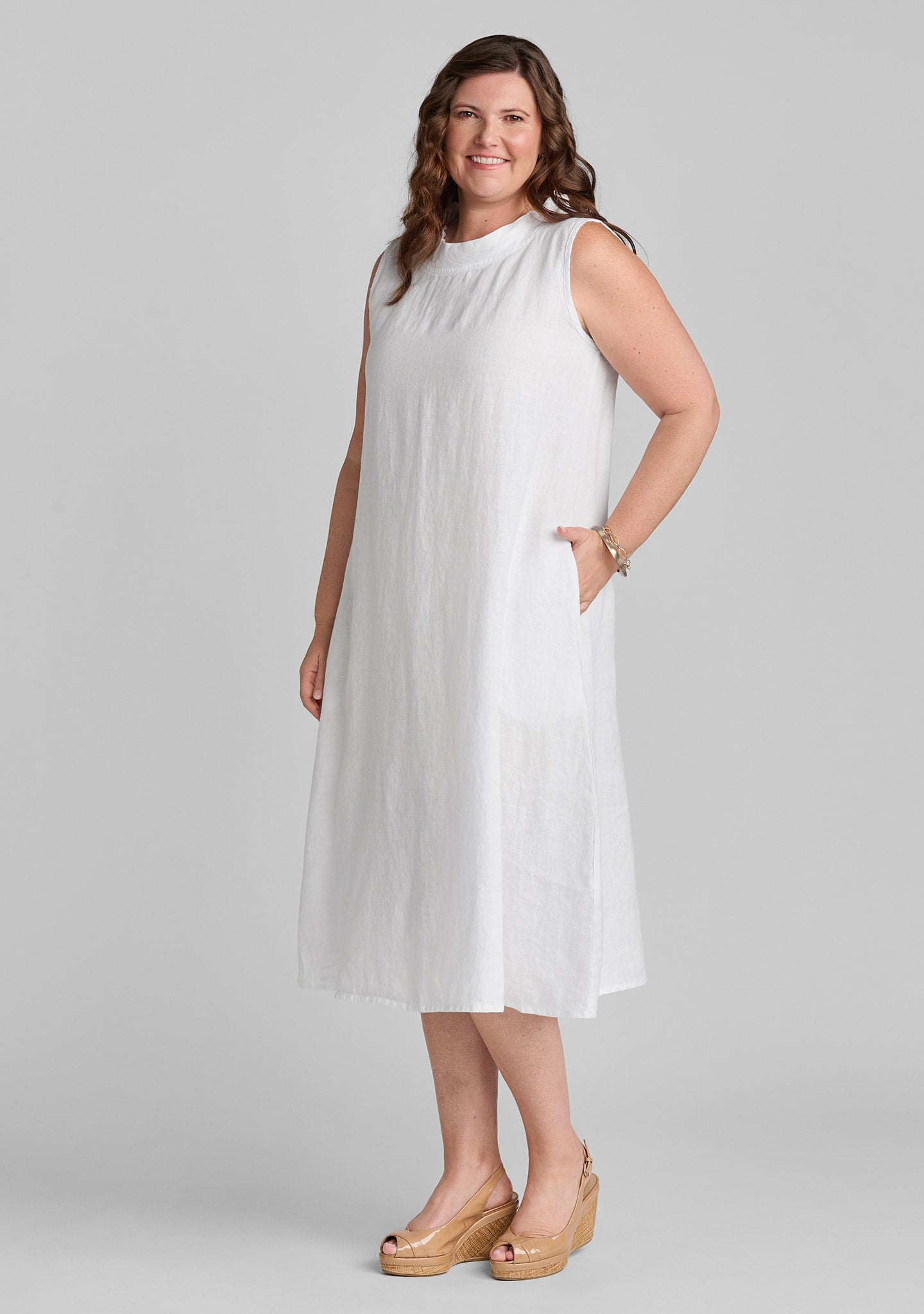 brooke dress sleeveless linen dress white
