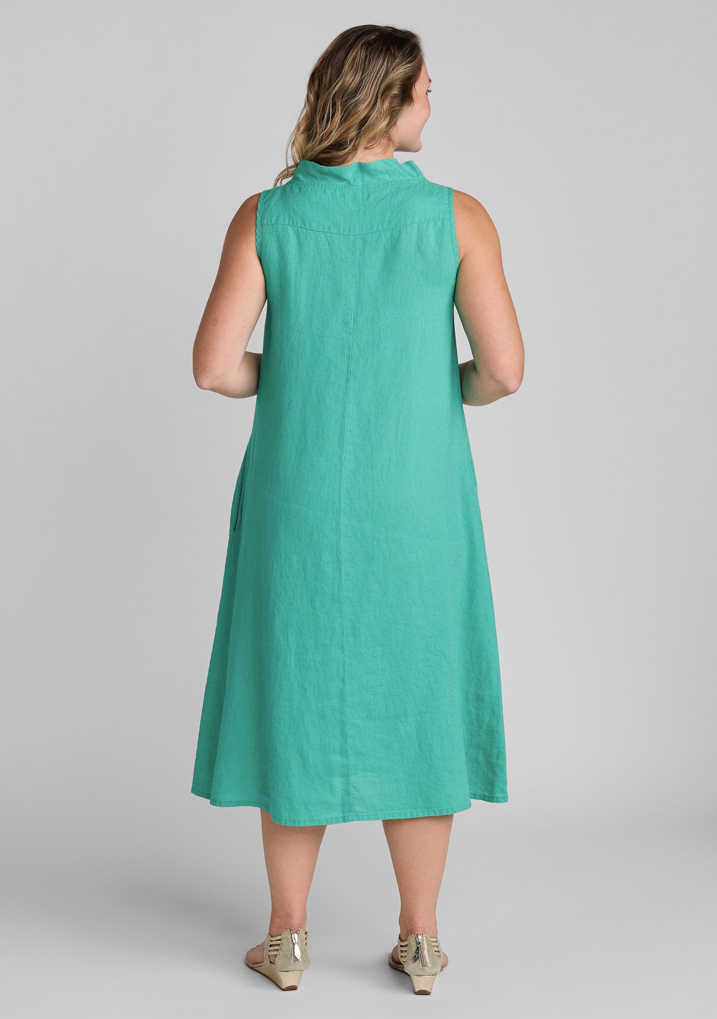 Brooke Dress - Sleeveless Linen Dress Teal / 1G Brooke Dress - Sleeveless Linen Dress Teal / 1G
