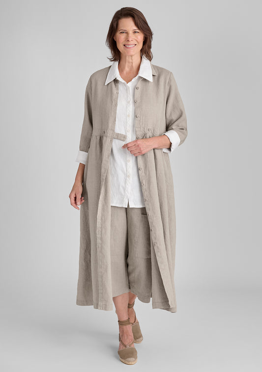 button down dress linen maxi dress natural