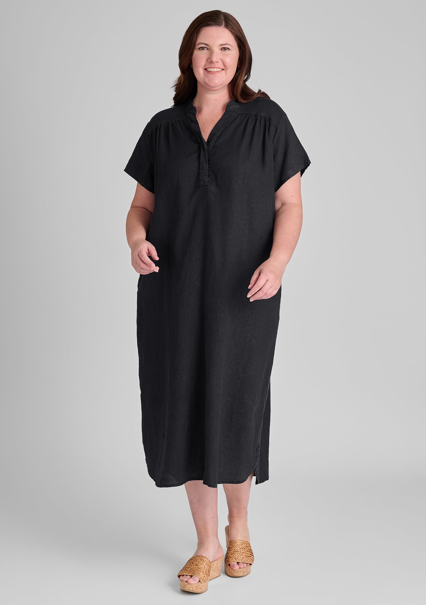 cafe dress linen dress black