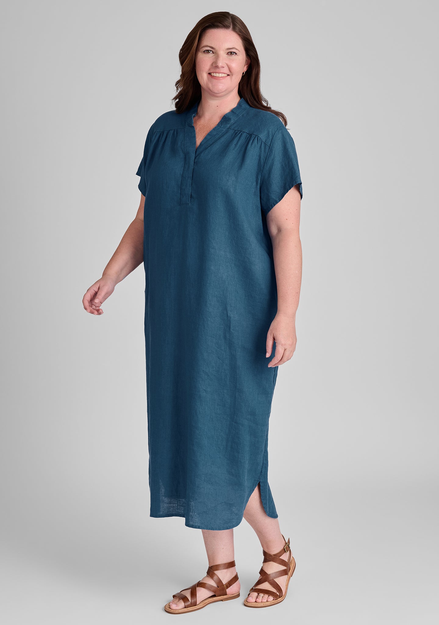 cafe dress linen dress blue