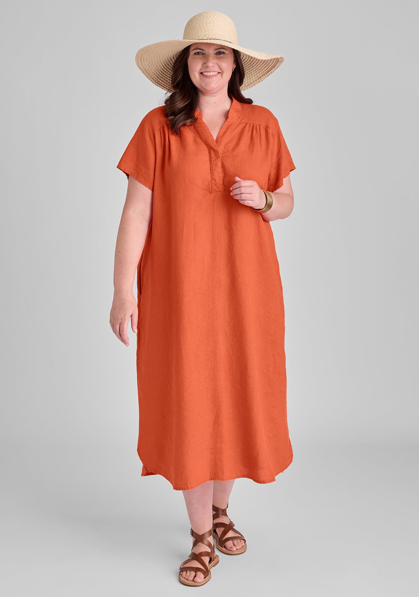 cafe dress linen dress orange