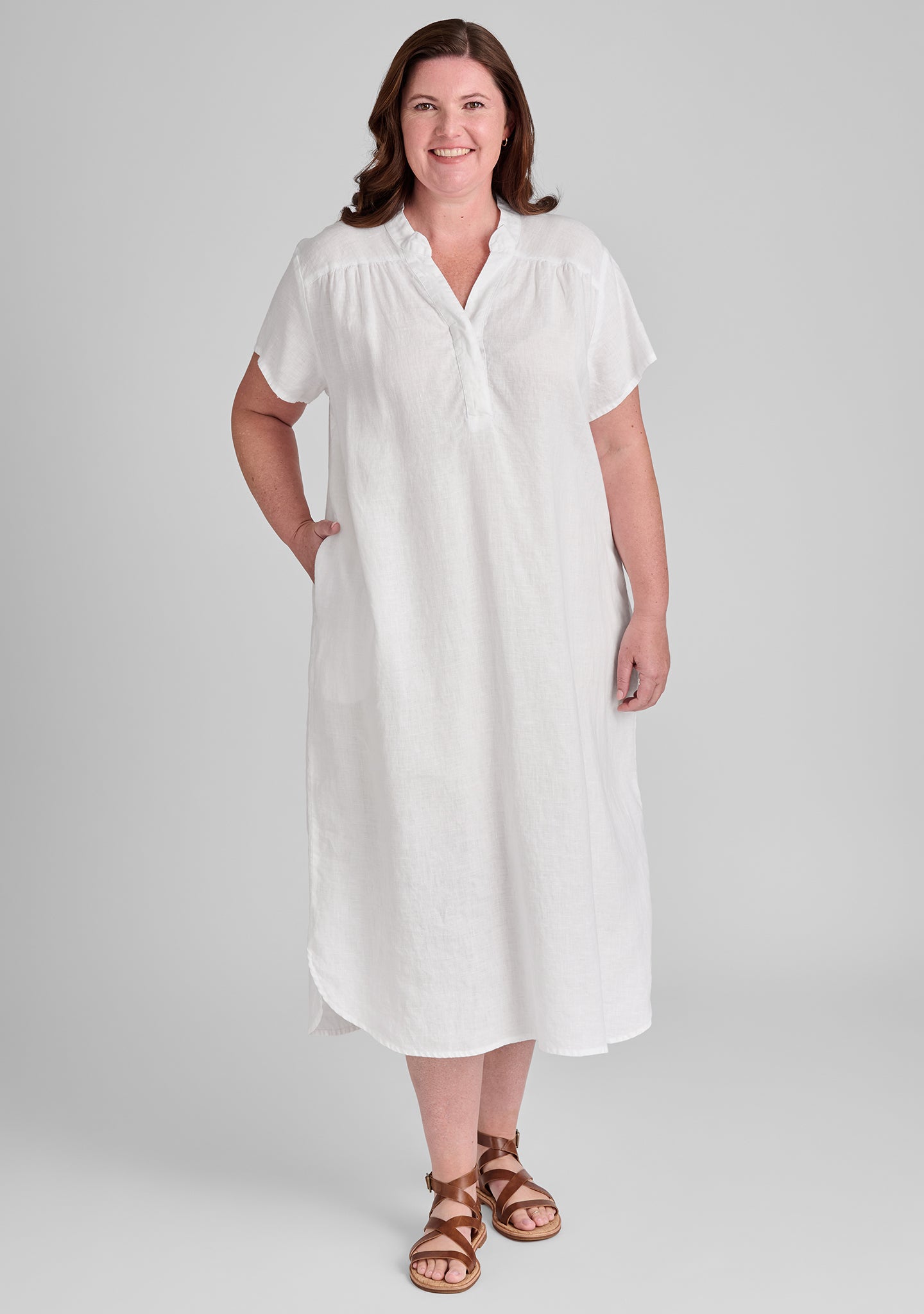 cafe dress linen dress white