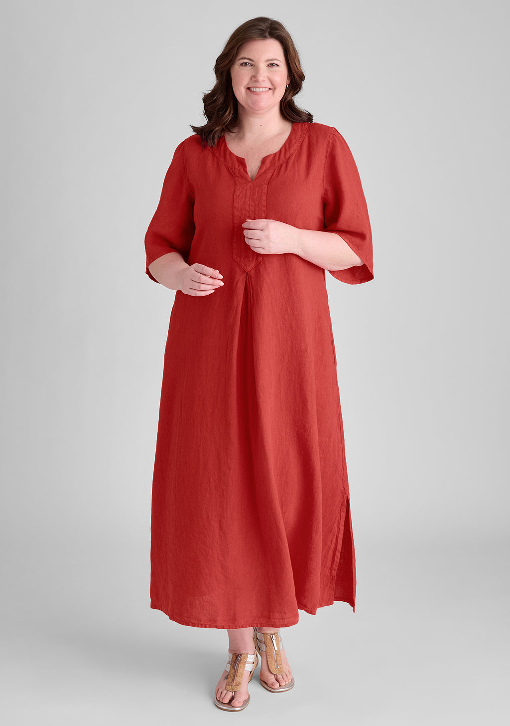 caftan dress linen maxi dress red
