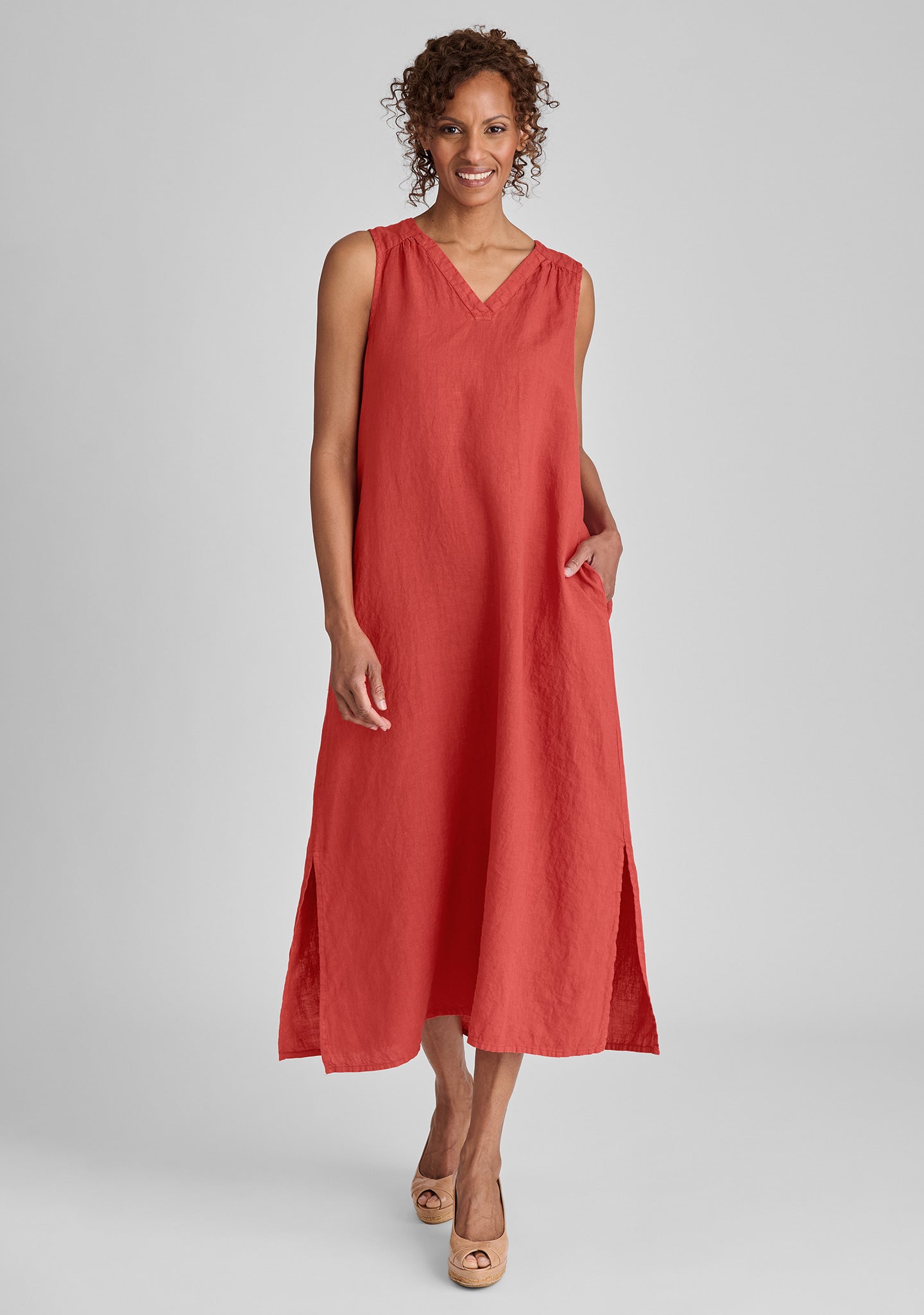 Calypso Dress - Sleeveless Linen Dress - FINAL SALE - Strawberry