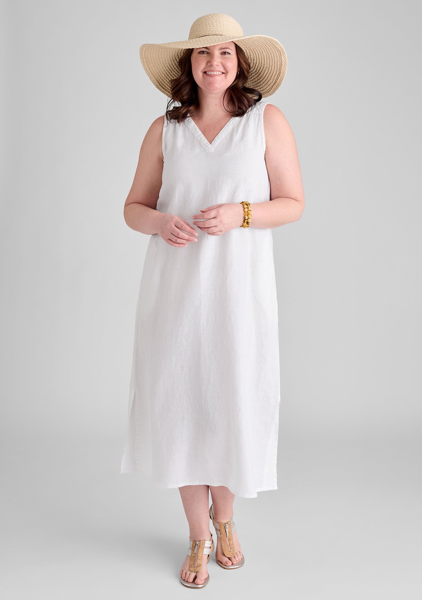 FLAX linen dress in white