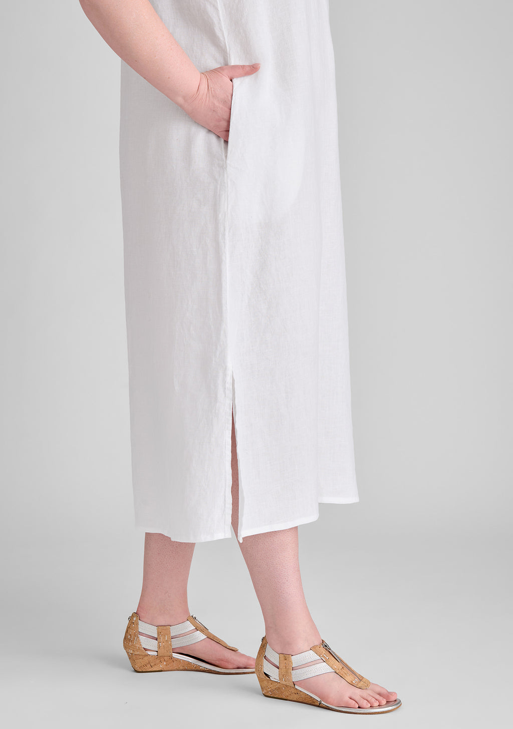 calypso dress sleeveless linen dress details