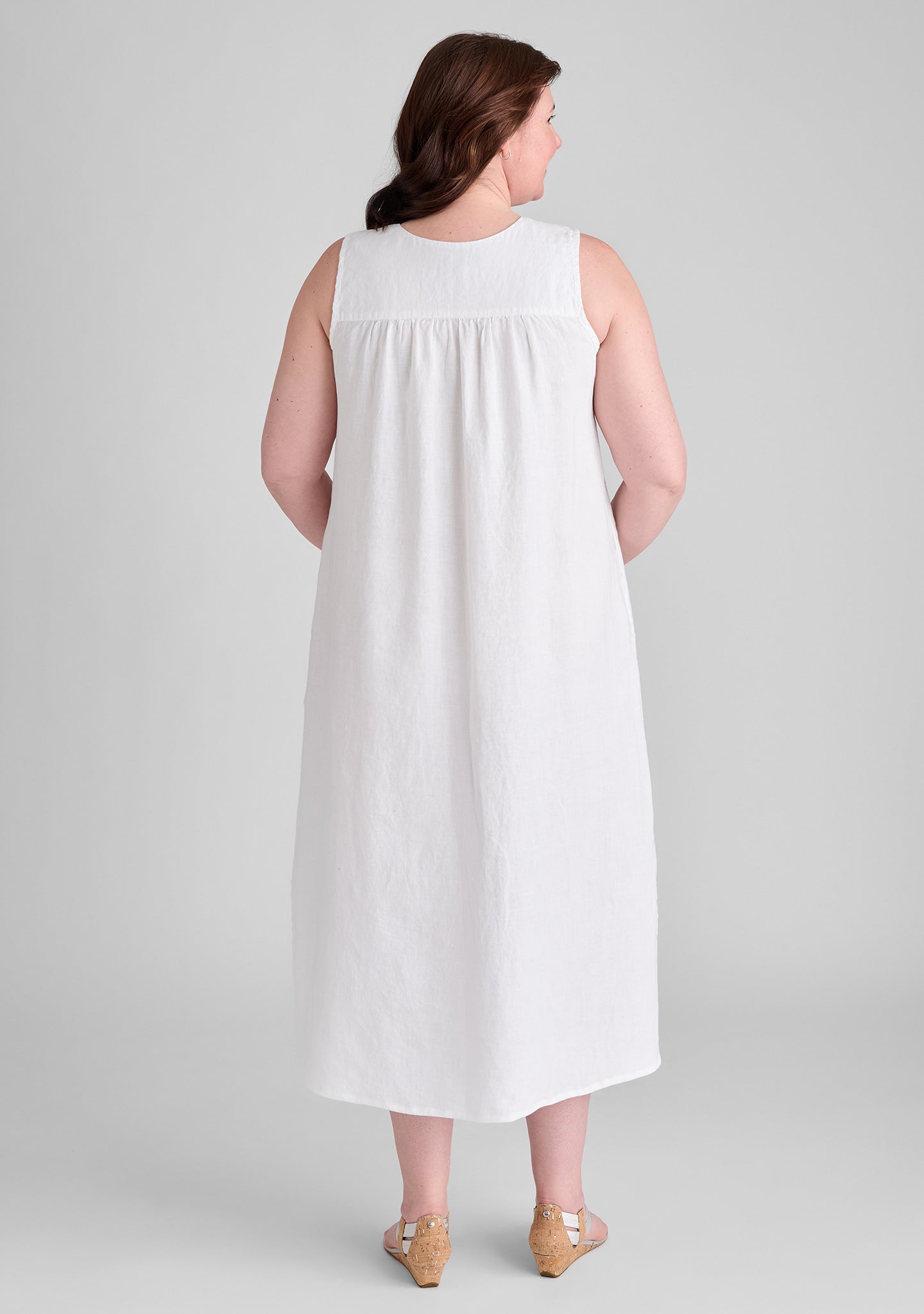 calypso dress sleeveless linen dress details