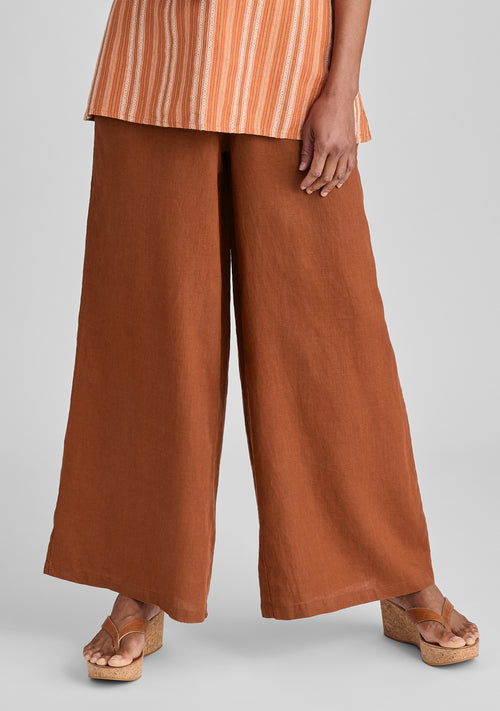 carefree pant full length linen pants orange