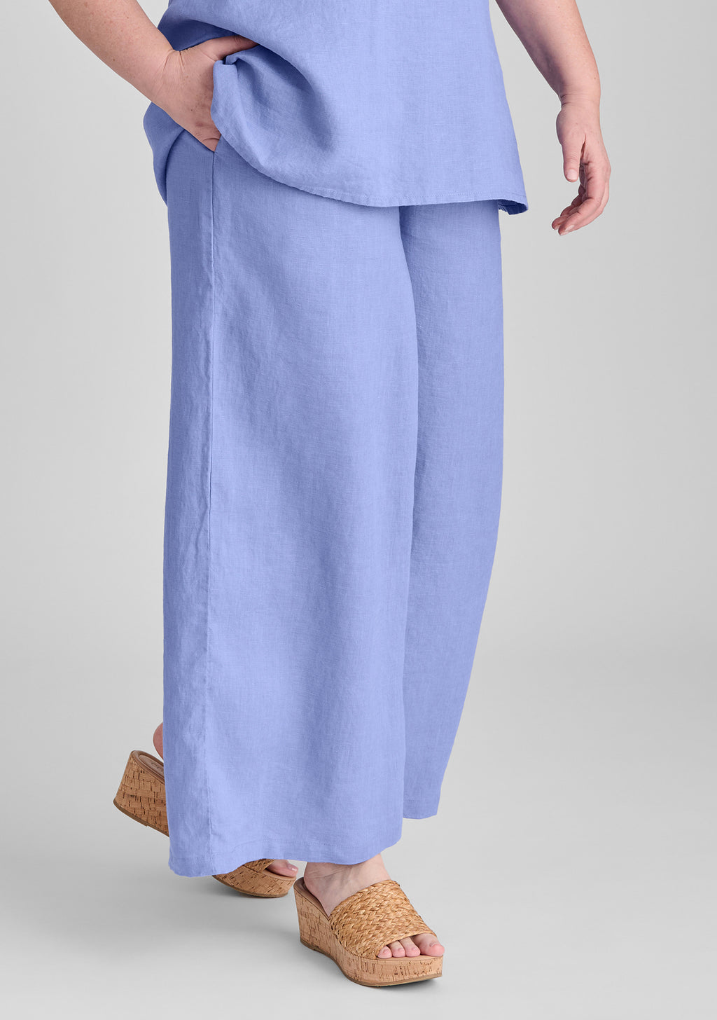 carefree pant full length linen pants blue