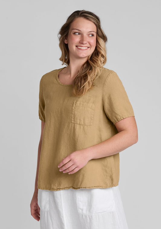 celestial tee linen t shirt brown