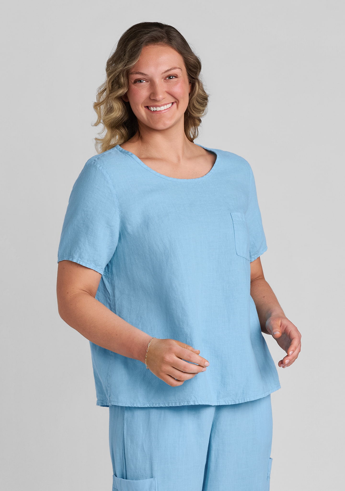 Celestial Tee - Linen T Shirt - Baby Blue