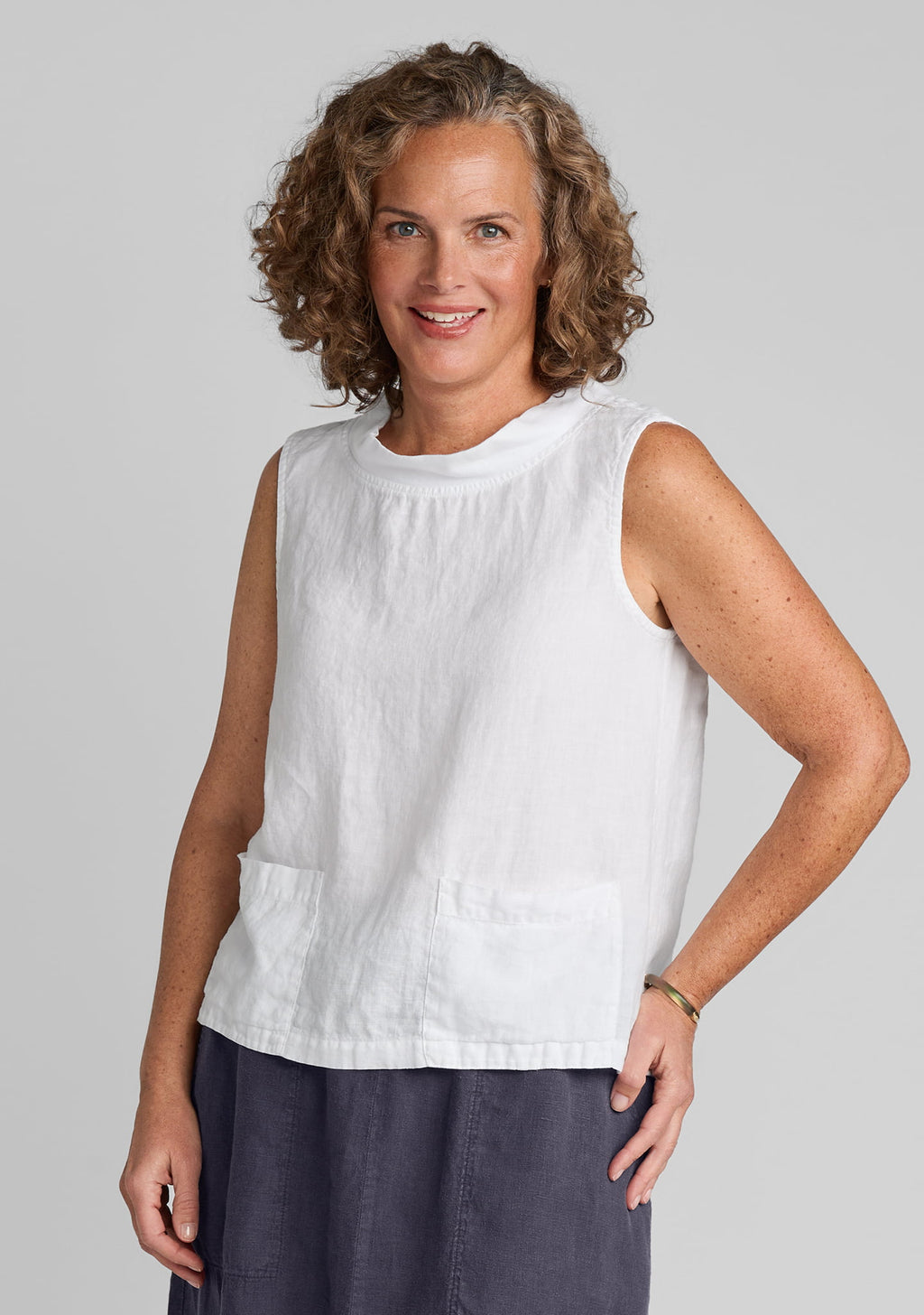 chelsea top linen tank top white