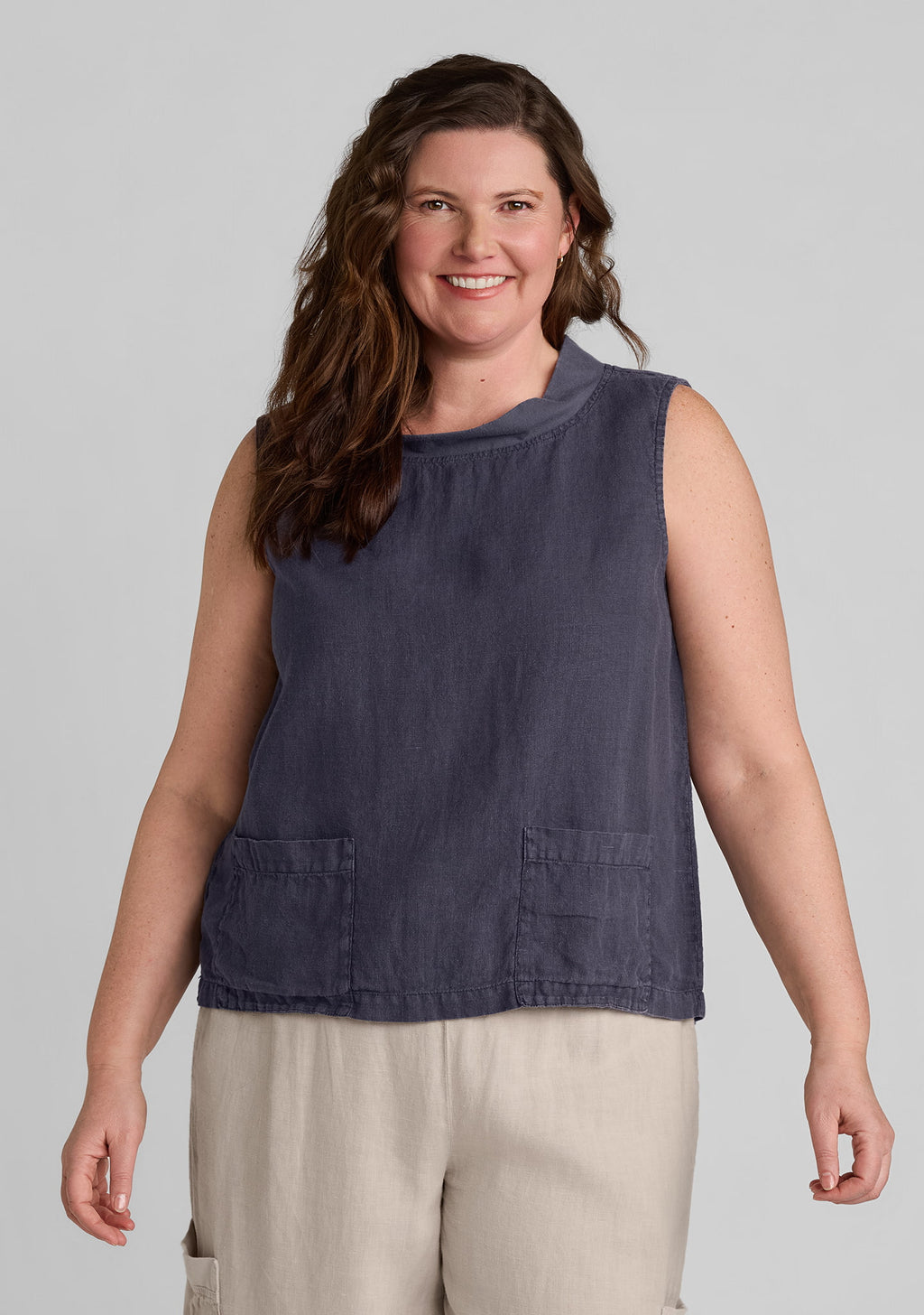 chelsea top linen tank top blue