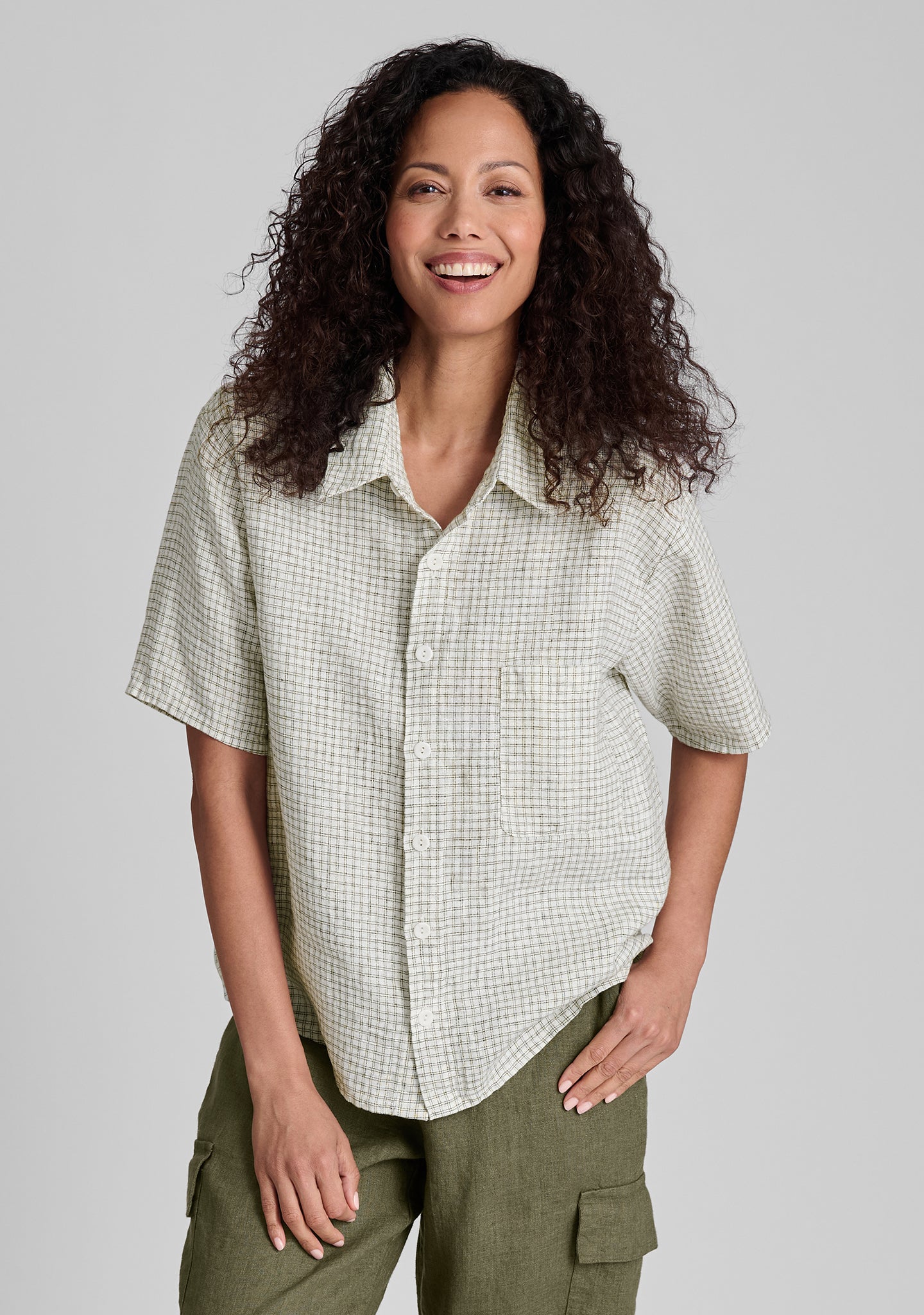 cherished shirt linen button down shirt green
