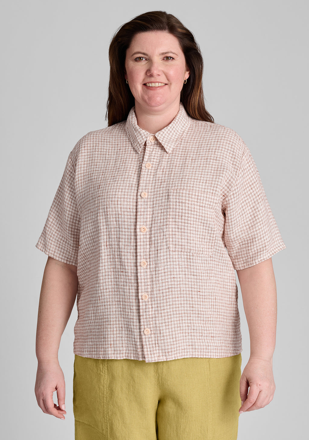 cherished shirt linen button down shirt red