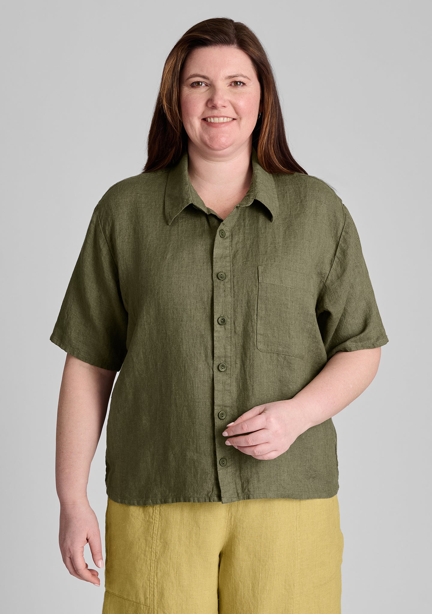 cherished shirt linen button down shirt green
