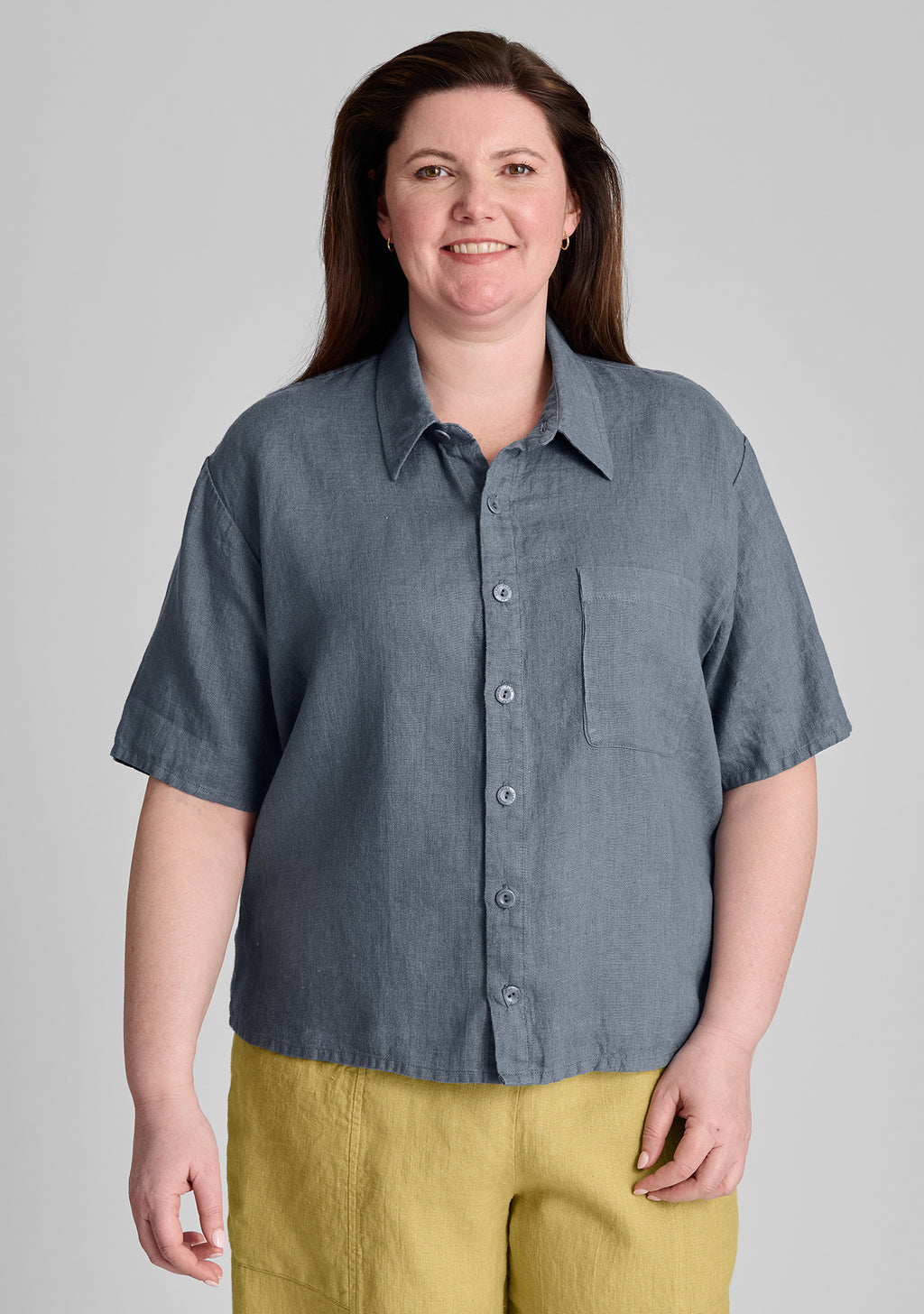 cherished shirt linen button down shirt blue