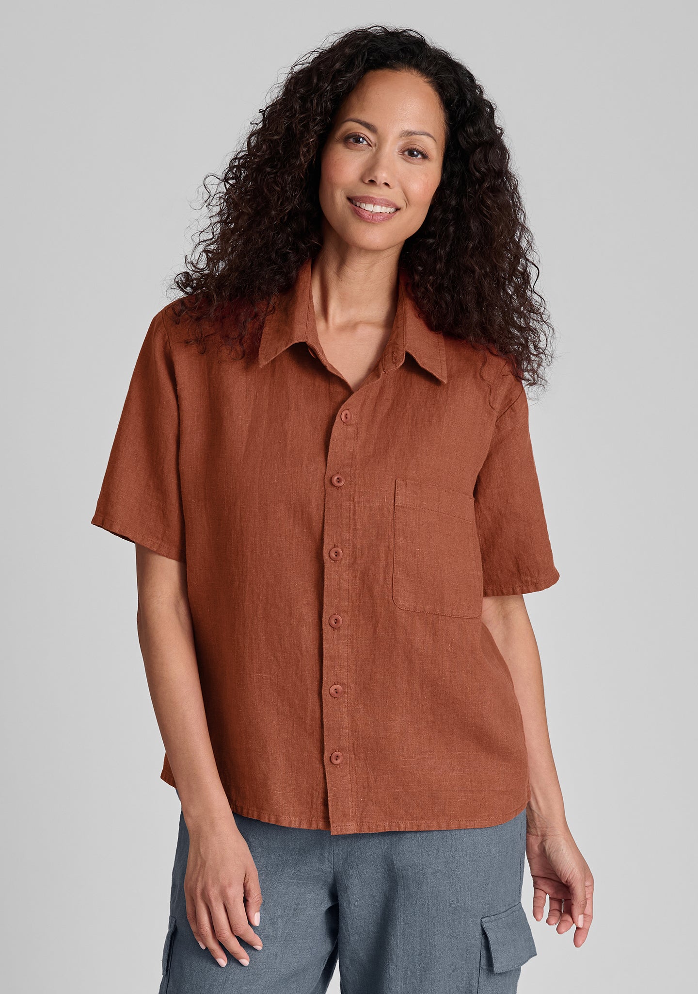 cherished shirt linen button down shirt red