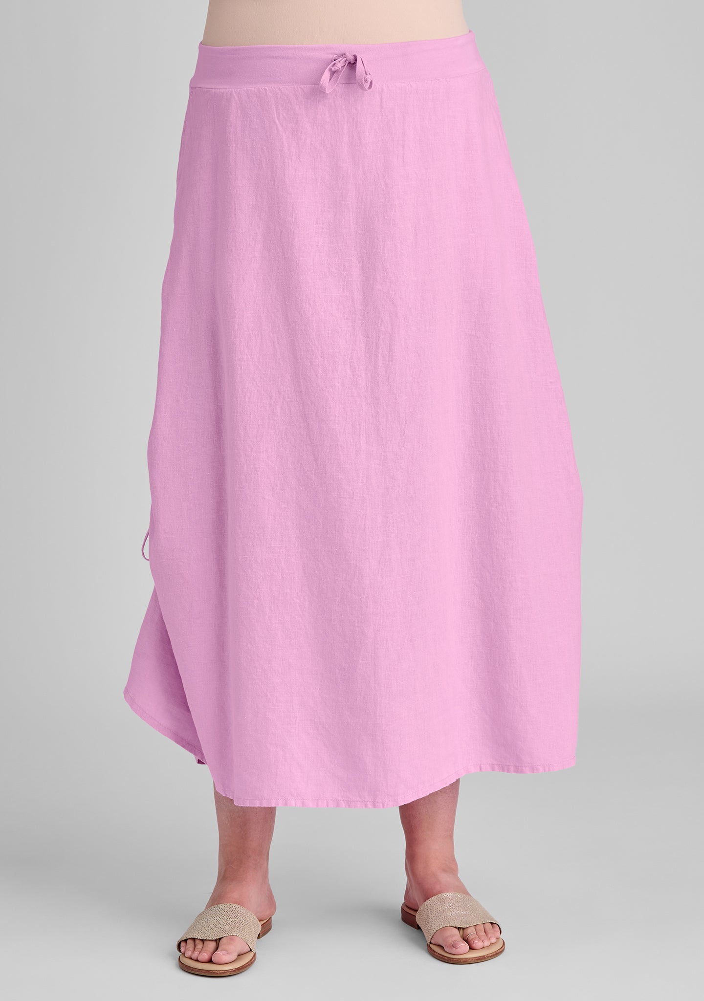 cinched skirt linen maxi skirt pink