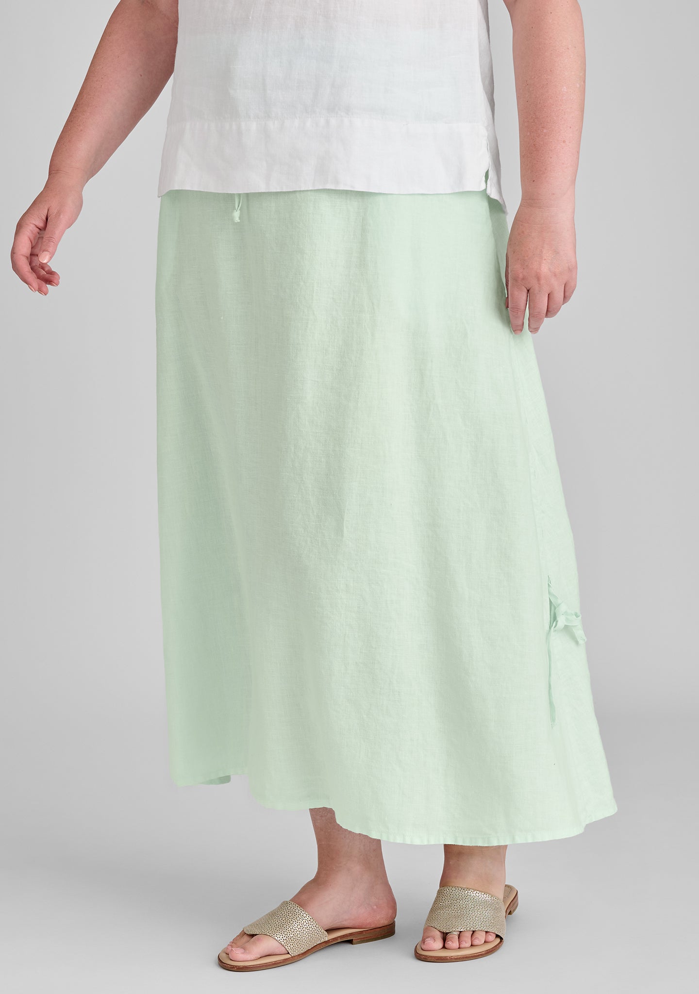 cinched skirt linen maxi skirt green