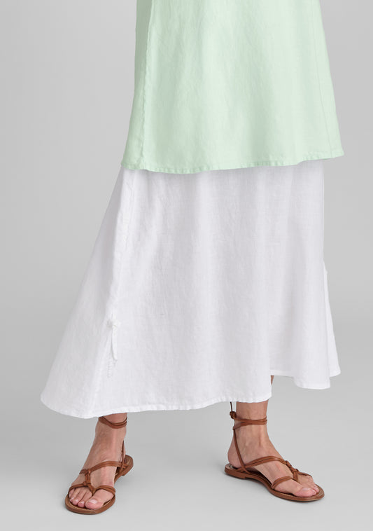 cinched skirt linen maxi skirt white