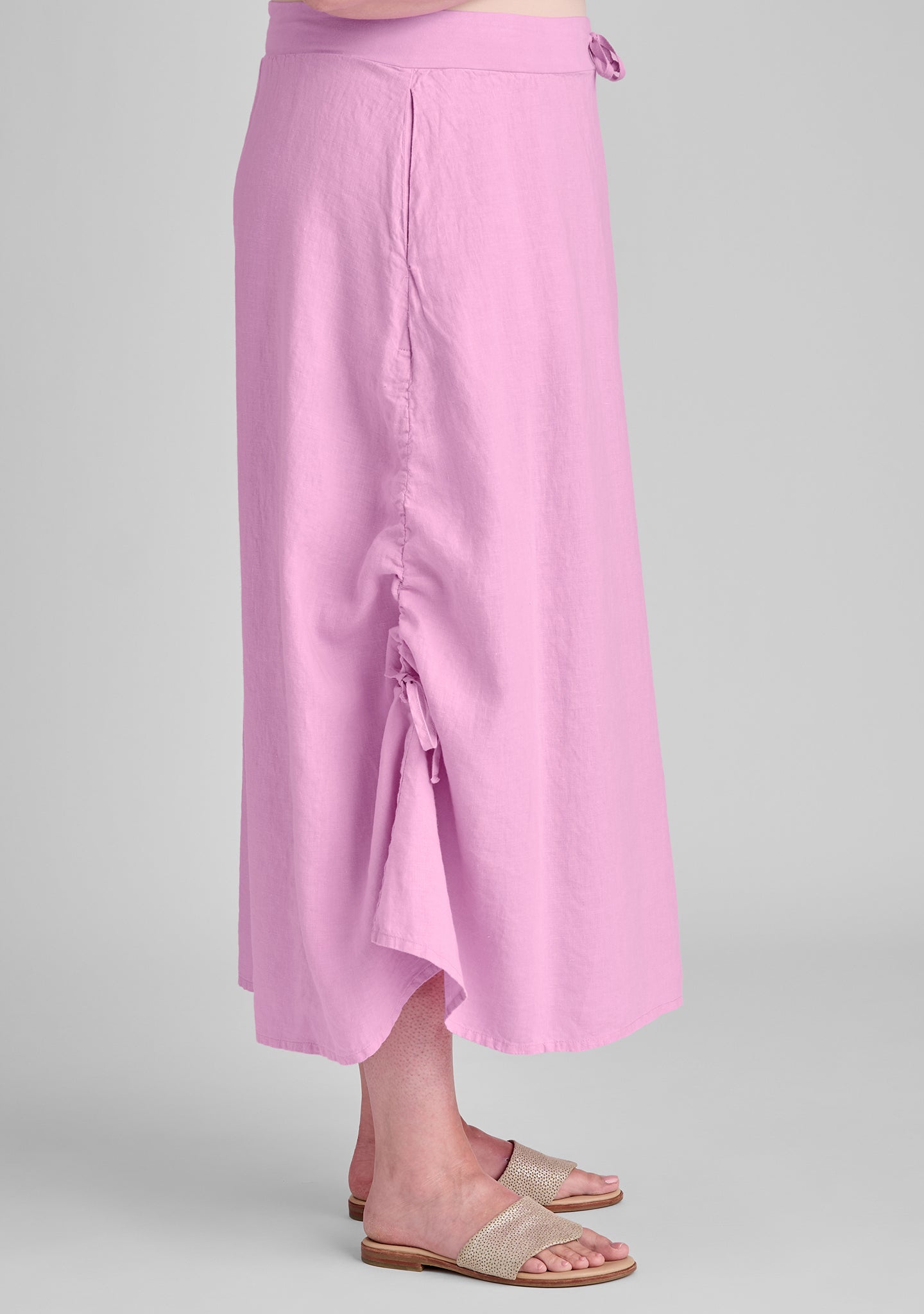 cinched skirt linen maxi skirt details