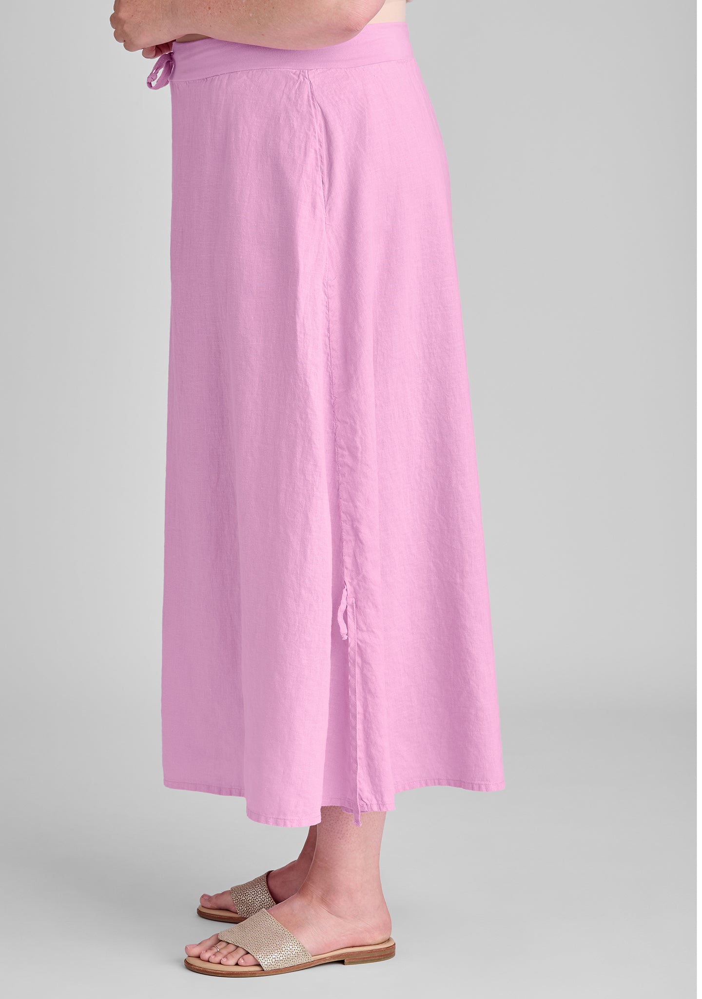 cinched skirt linen maxi skirt details