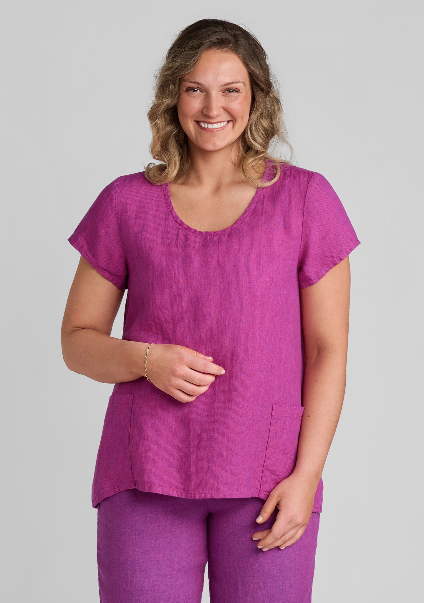 Cool Top - Linen Shirt - Petunia Stria
