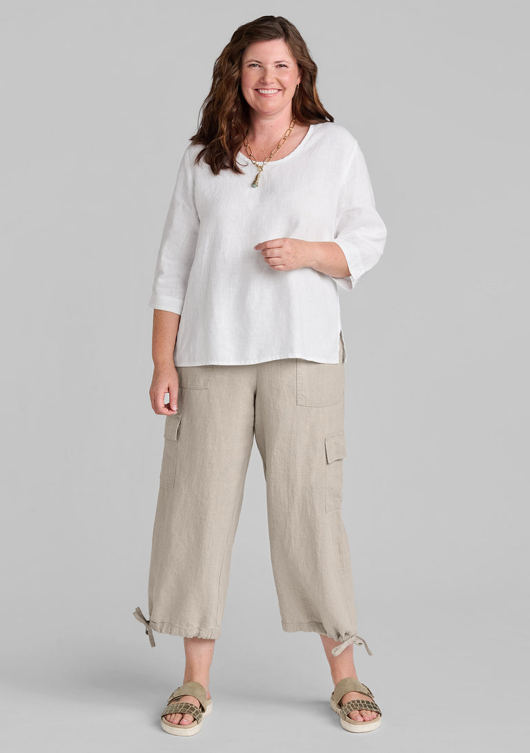 FLAX linen shirt in white and linen pants in natural