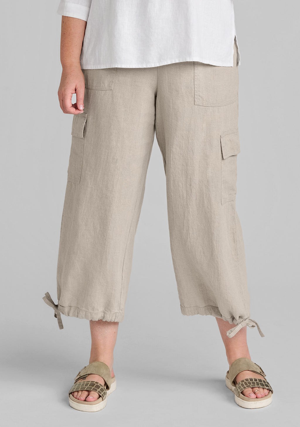 cargo pant linen pants with elastic waist natural