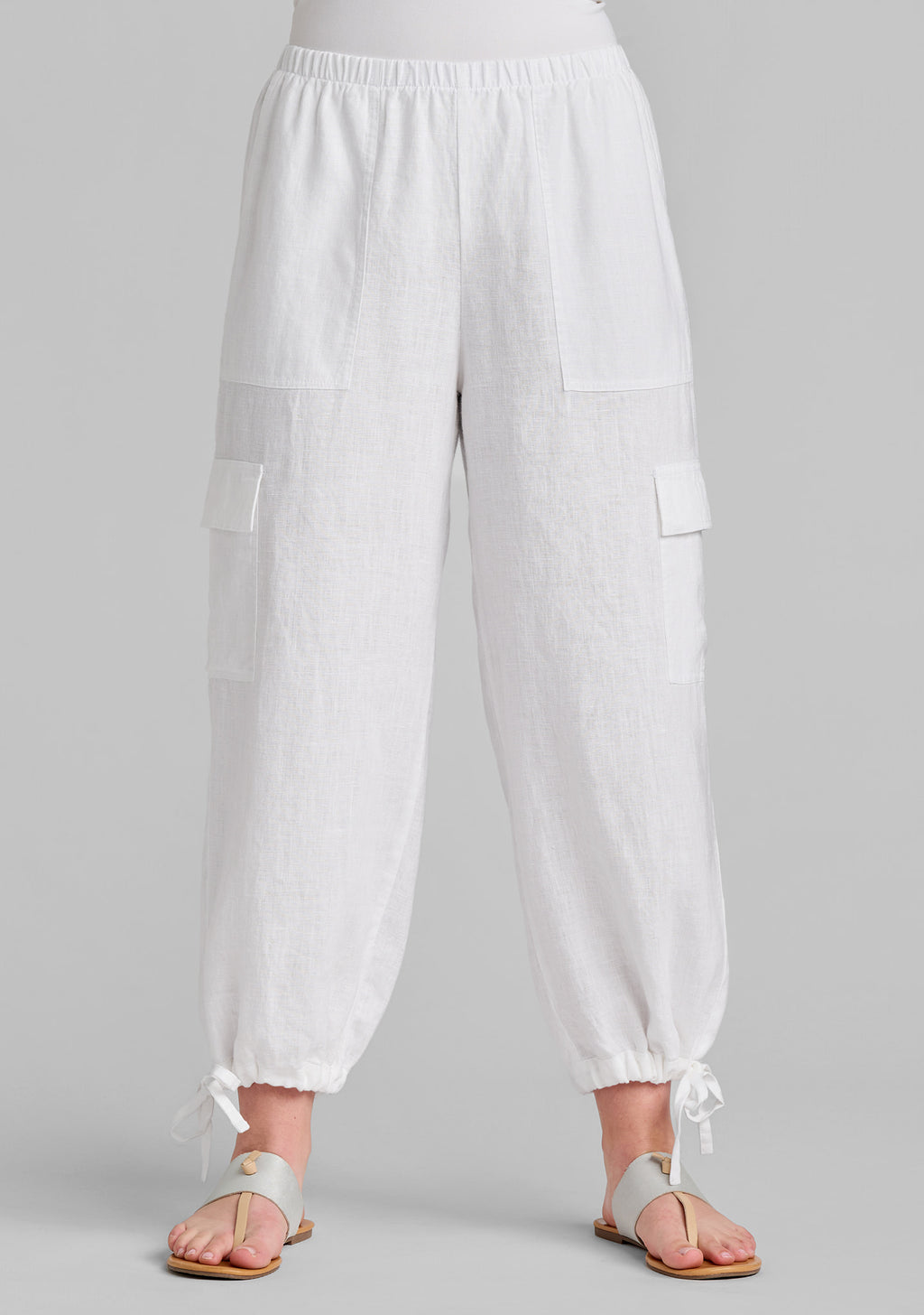 cargo pant linen pants with elastic waist details