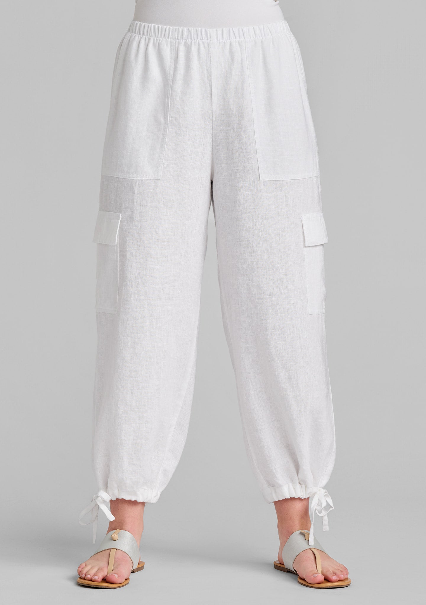 cargo pant linen pants with elastic waist details