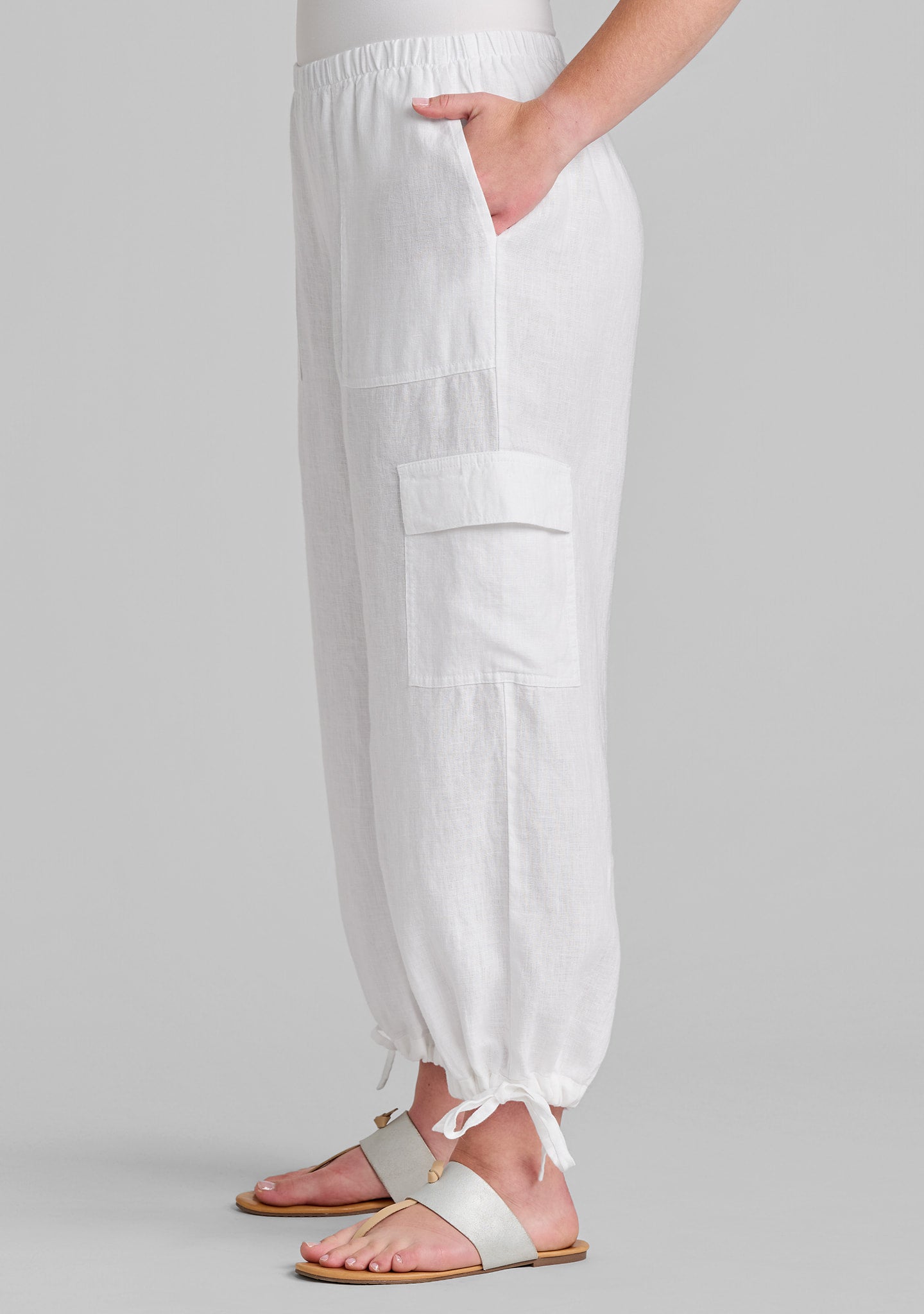 cargo pant linen pants with elastic waist details
