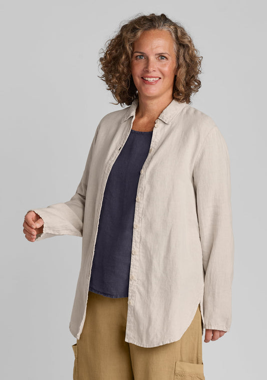 crossroads blouse linen button down shirt natural