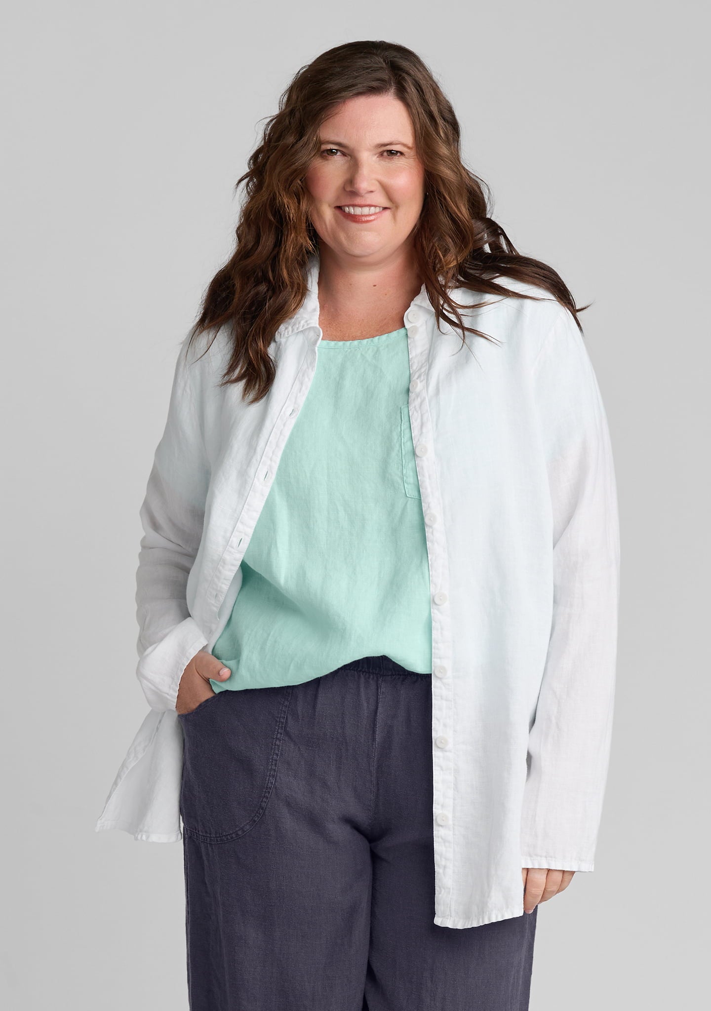 crossroads blouse linen button down shirt white