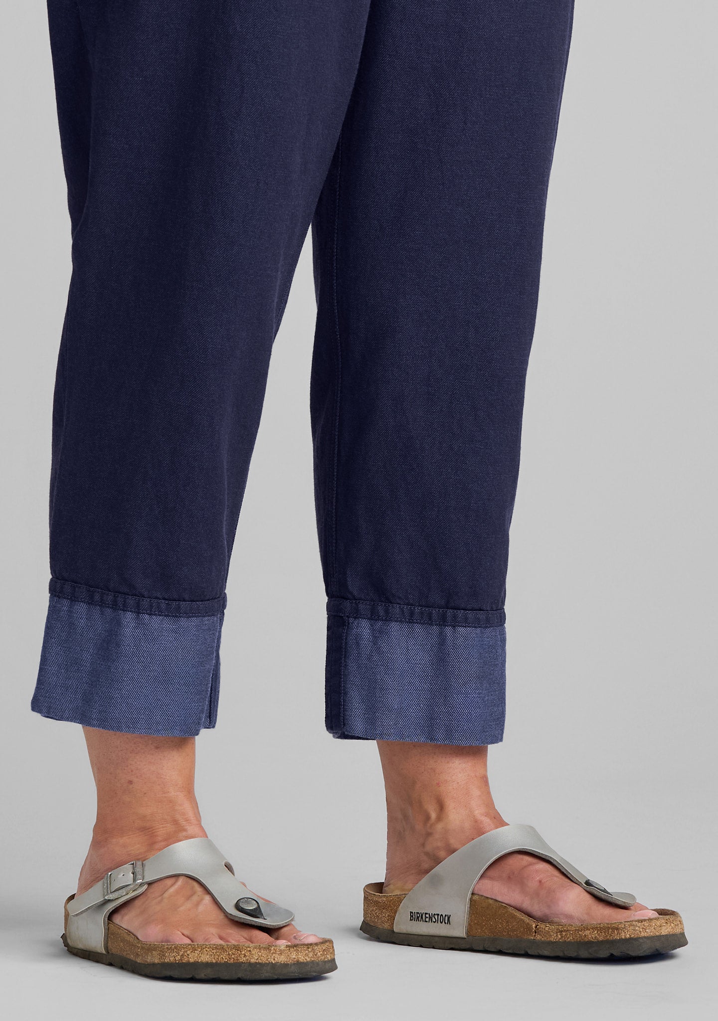 cuffed pant linen/cotton denim details