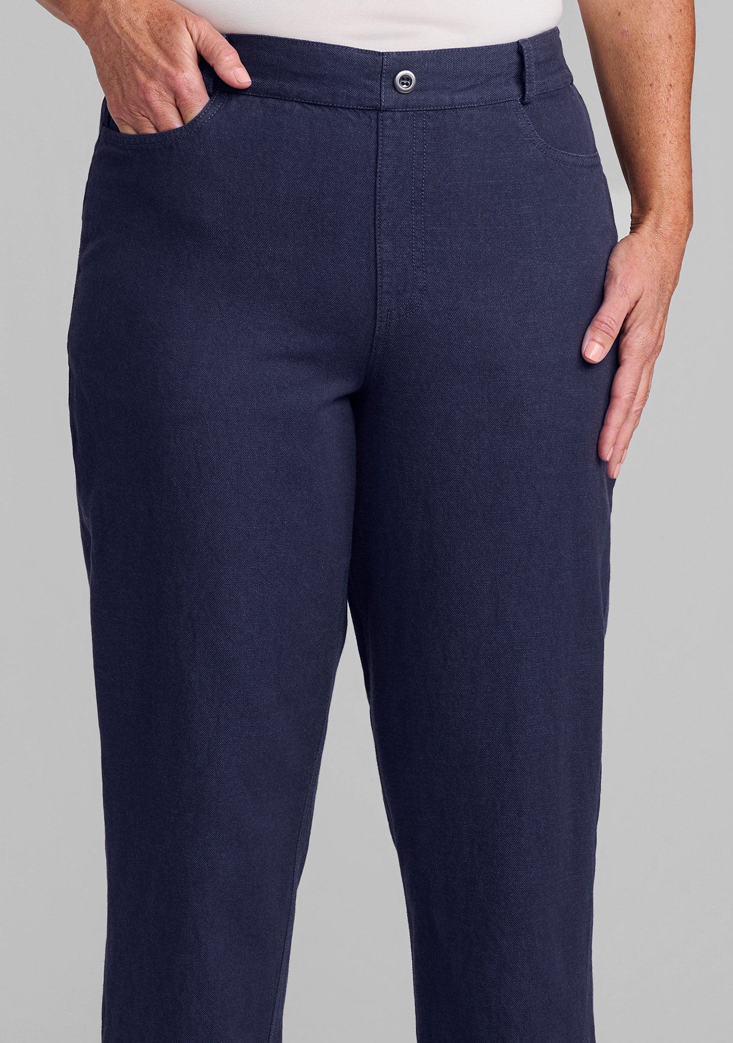 cuffed pant linen/cotton denim details