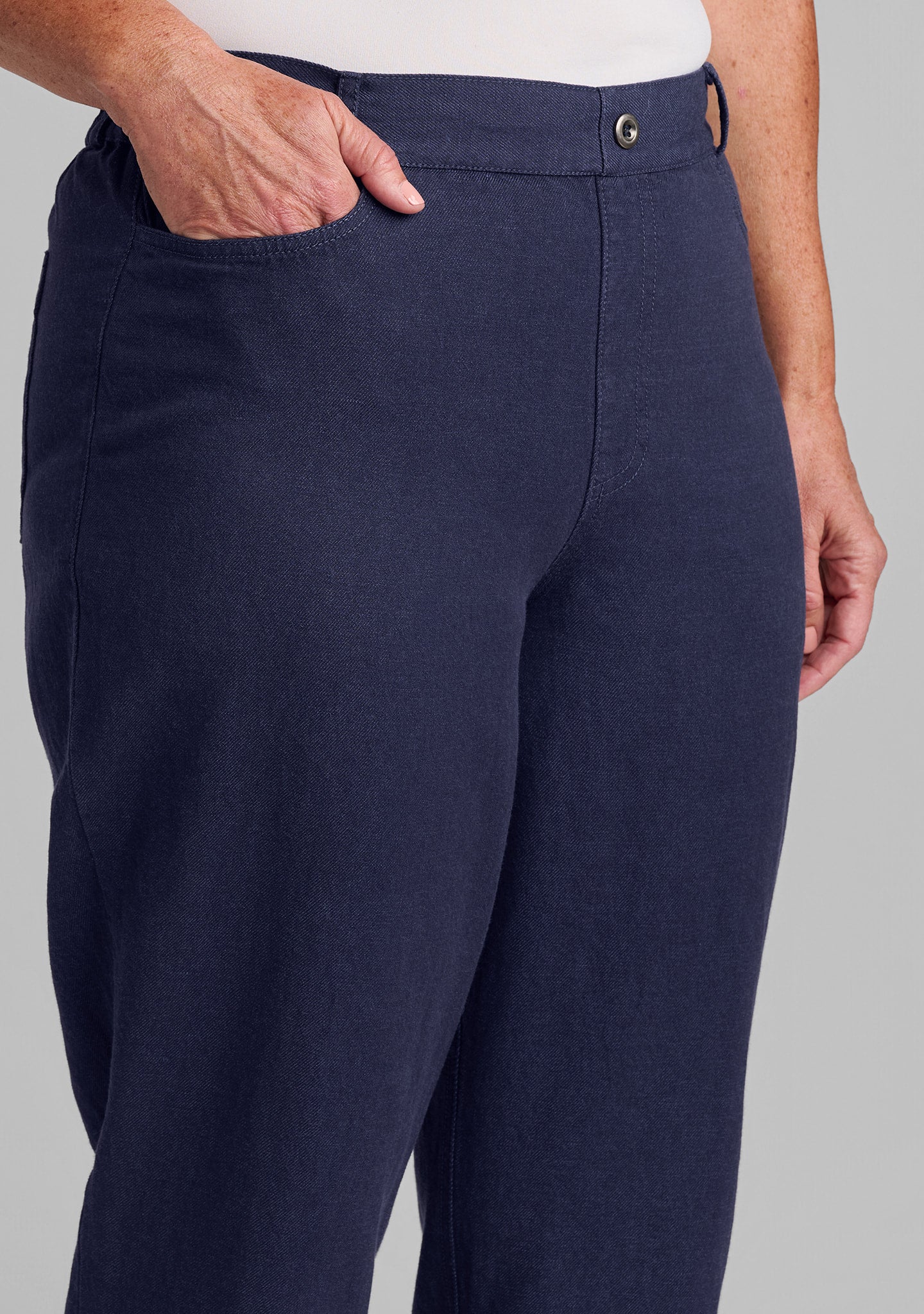 cuffed pant linen/cotton denim details