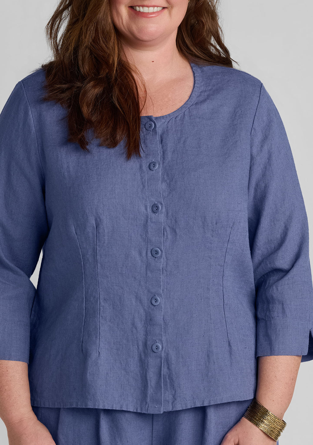 dainty cardigan linen button down details