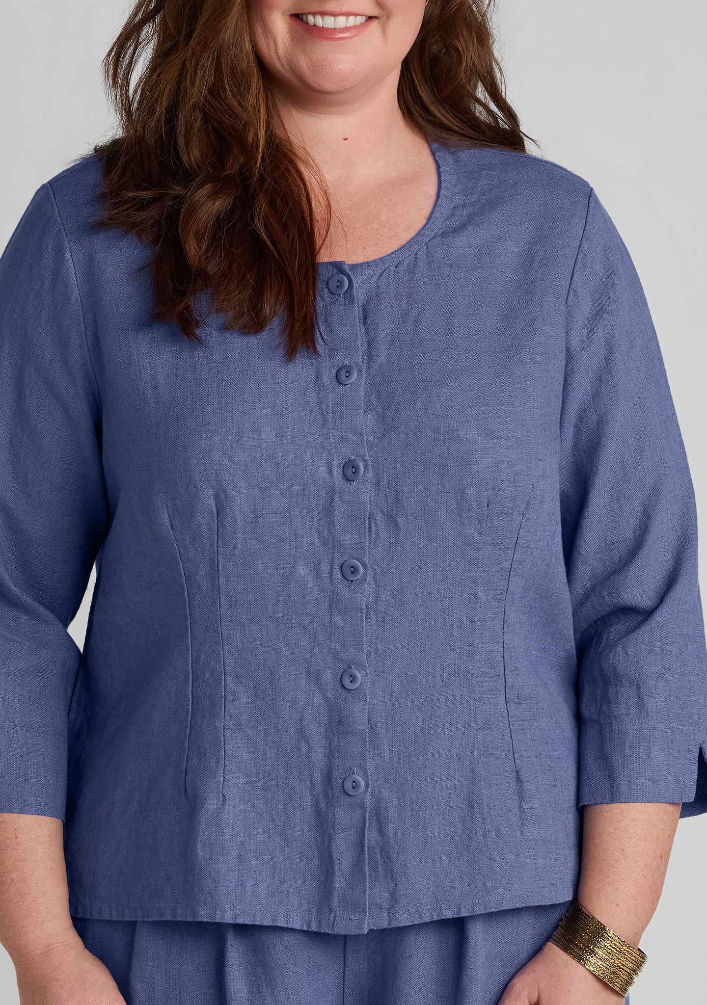 dainty cardigan linen button down details