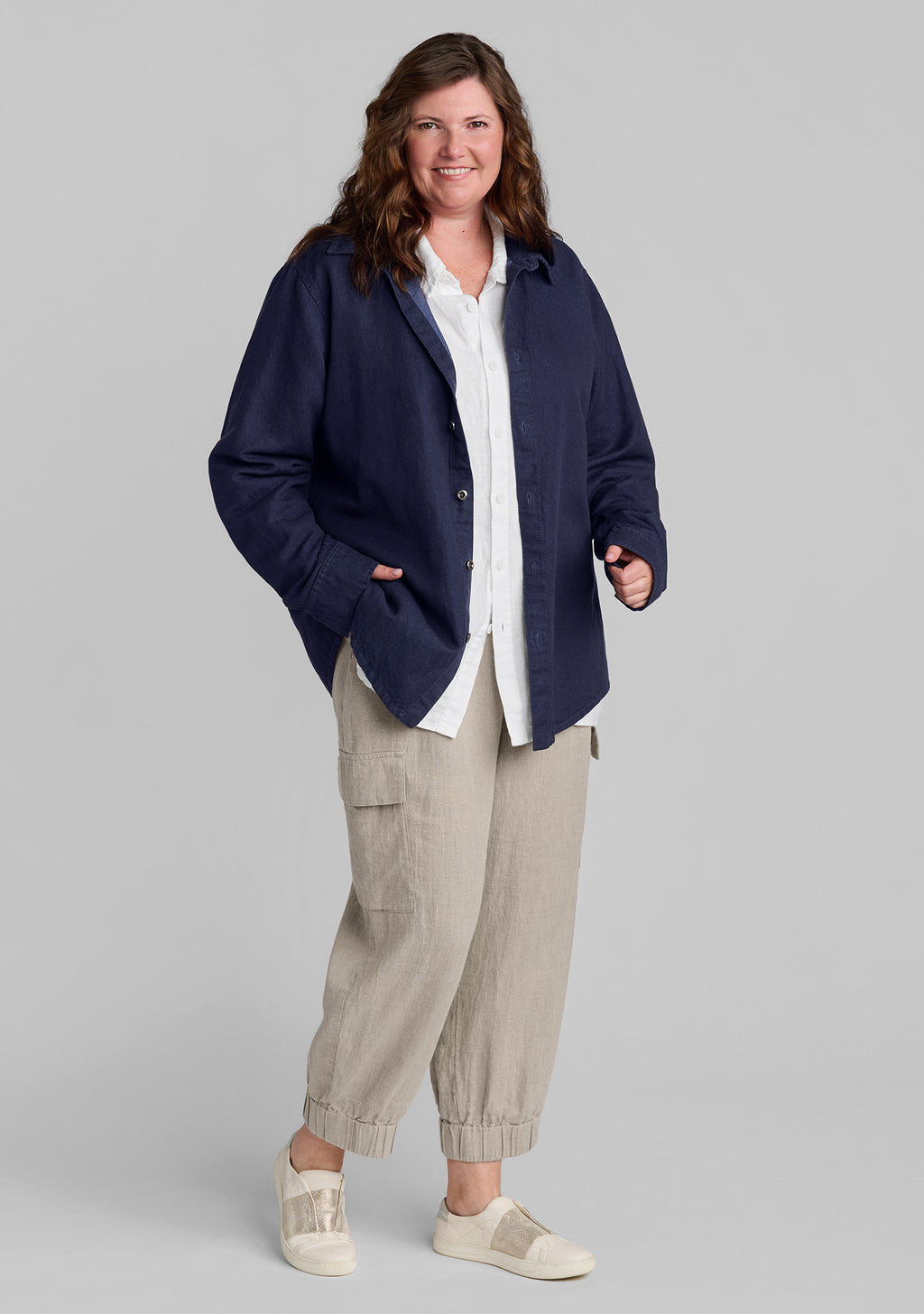 denim shirt linen/cotton button down blue