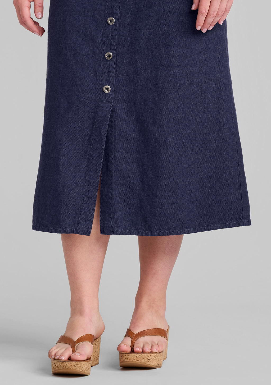 hem detail denim skirt linen/cotton blend details