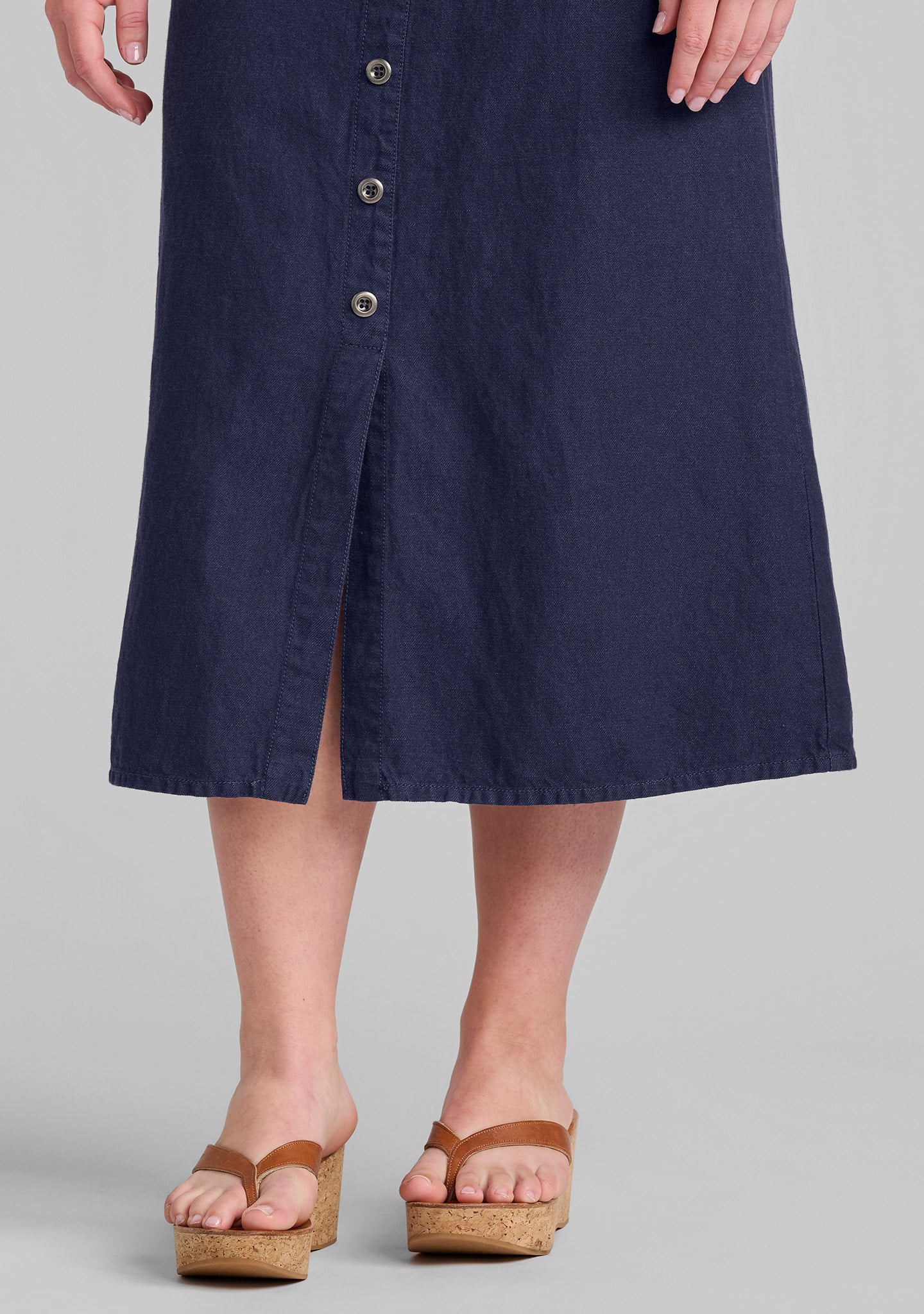 denim skirt linen/cotton blend details